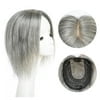 thumbnail image 3 of viviaBella Human Hair Topper - 5.1" x 5.1" Clip-In & Seamless Solution for Thinning Hair - Pepper and Salt, 10 Inch Thick Silk Base for Women(5.1"X5.1" 10inch Pepper and Salt), 3 of 5