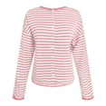 thumbnail image 4 of felwors Womens Striped Cardigan Casual Long Sleeve Open Front Button Down Loose Knit Lightweight Fall Sweaters Pink, M, 4 of 5