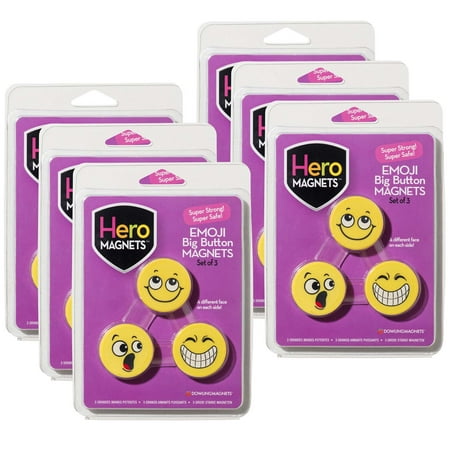 UPC: 0194629052301 | Dowling Magnets Hero Magnets: Emoji Big Button Magnets 3 Per Pack 6 Packs