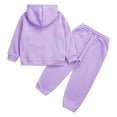 thumbnail image 6 of Kaerm Kids Hooded Tracksuit Long Sleeve Drawstring Pullover Sweatshirts with Sweatpants Set Hoodie Light Purple 110, 6 of 9