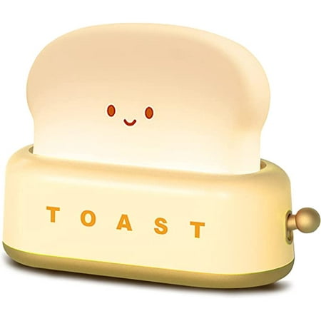 

Egebert Small Table Lamp Cute Toast Bread LED Bedroom Nightstand Light with Timer and Rechargeable Cool Birthday Gift for Baby Kids Children Girls Boys. Apricot Yellow