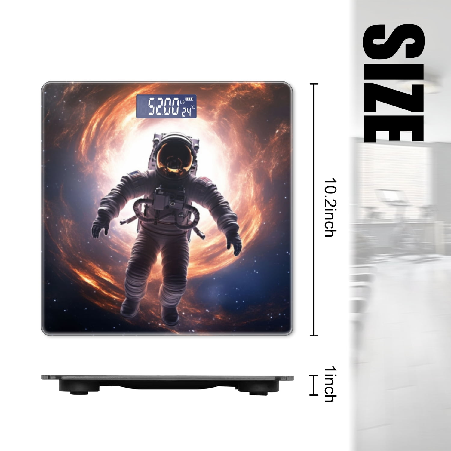 Bathroom Scale, Highly Accurate Digital Body Scale,Precisely Measures Weight up to 400 lbs-Astronaut Floating In Space Surrounded By Swirling Galaxies