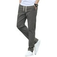 thumbnail image 2 of Men's Casual Elastic Waistband Drawstring Breathable Solid Color Pants, Loose Fit Trousers for Daily Wear and Relaxation,Dark Gray,L, 2 of 5