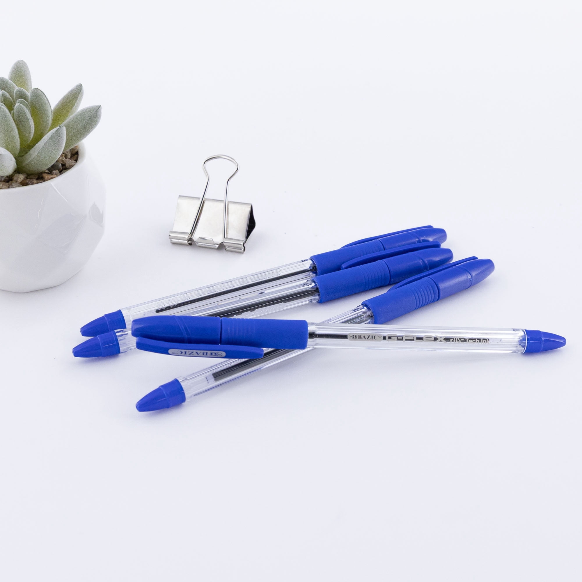 BAZIC G-Flex Blue Fuse Tech Ink Pen, 0.7 mm Medium Point, (4/Pack), 24-Pack