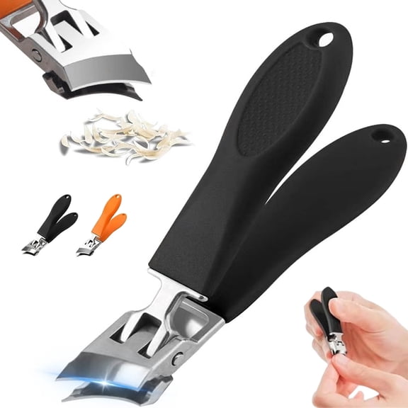 Toenail Clippers for Thick Toenails, Wide Jaw Opening Anti-Splash Slanted Nail Clipper, Curved Toenail Clippers for Thick Toenails and Ingrown Nails