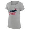 thumbnail image 2 of Women's G-III 4Her by Carl Banks  Heather Gray Minnesota Twins Team Graphic Fitted T-Shirt, 2 of 3