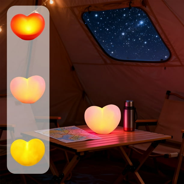Luz nocturna LED con forma de corazón | Decoración romántica para el dormitorio de San Valentín | Plástico rosa, blanco y rojo | Lámpara de ambiente a pilas | Regalo para parejas | 10 x 8 cm