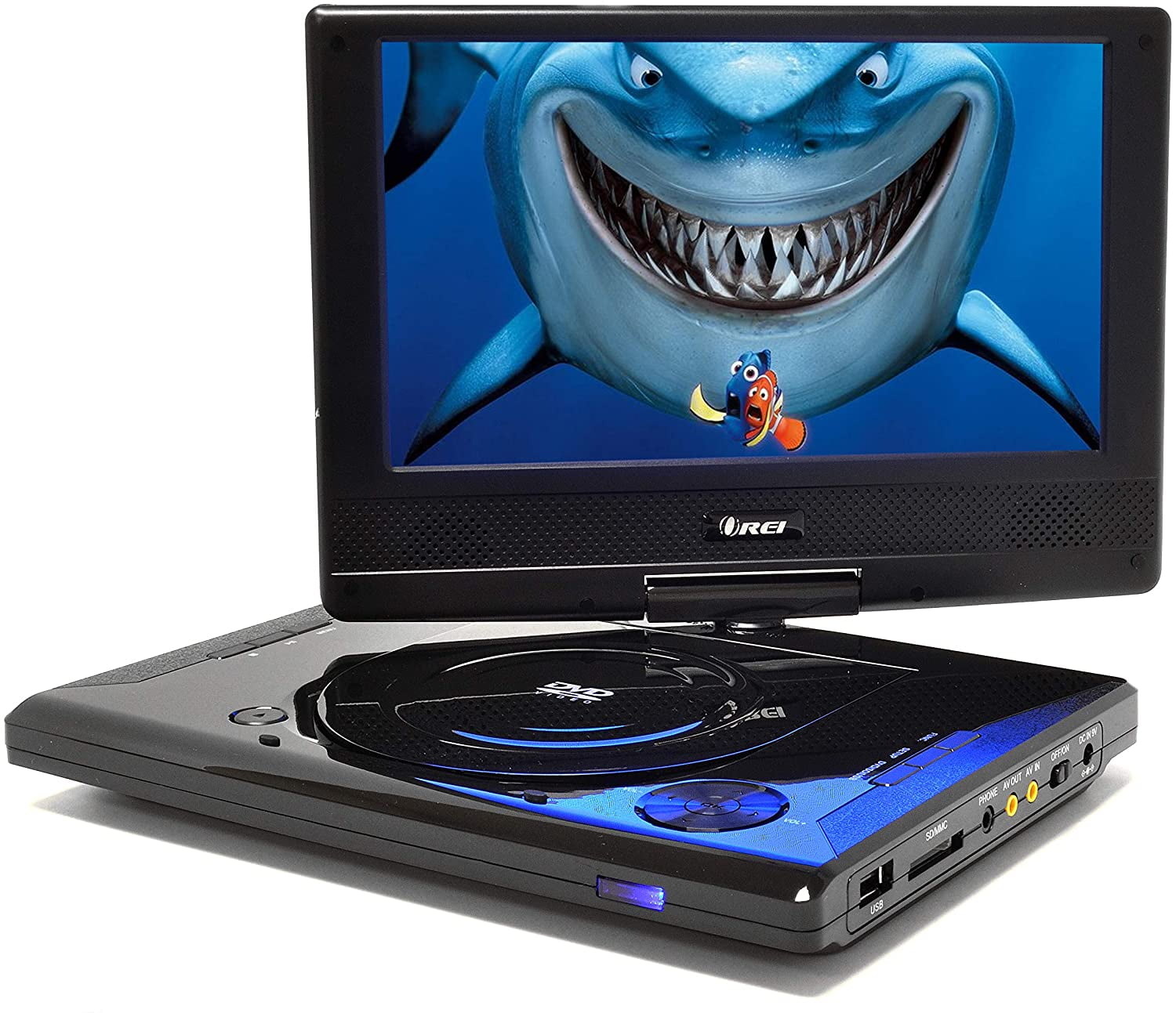 OREI 9" Portable All Multi Region Free Zone DVD Player 4 Hour Battery, USB Input, Car Charger