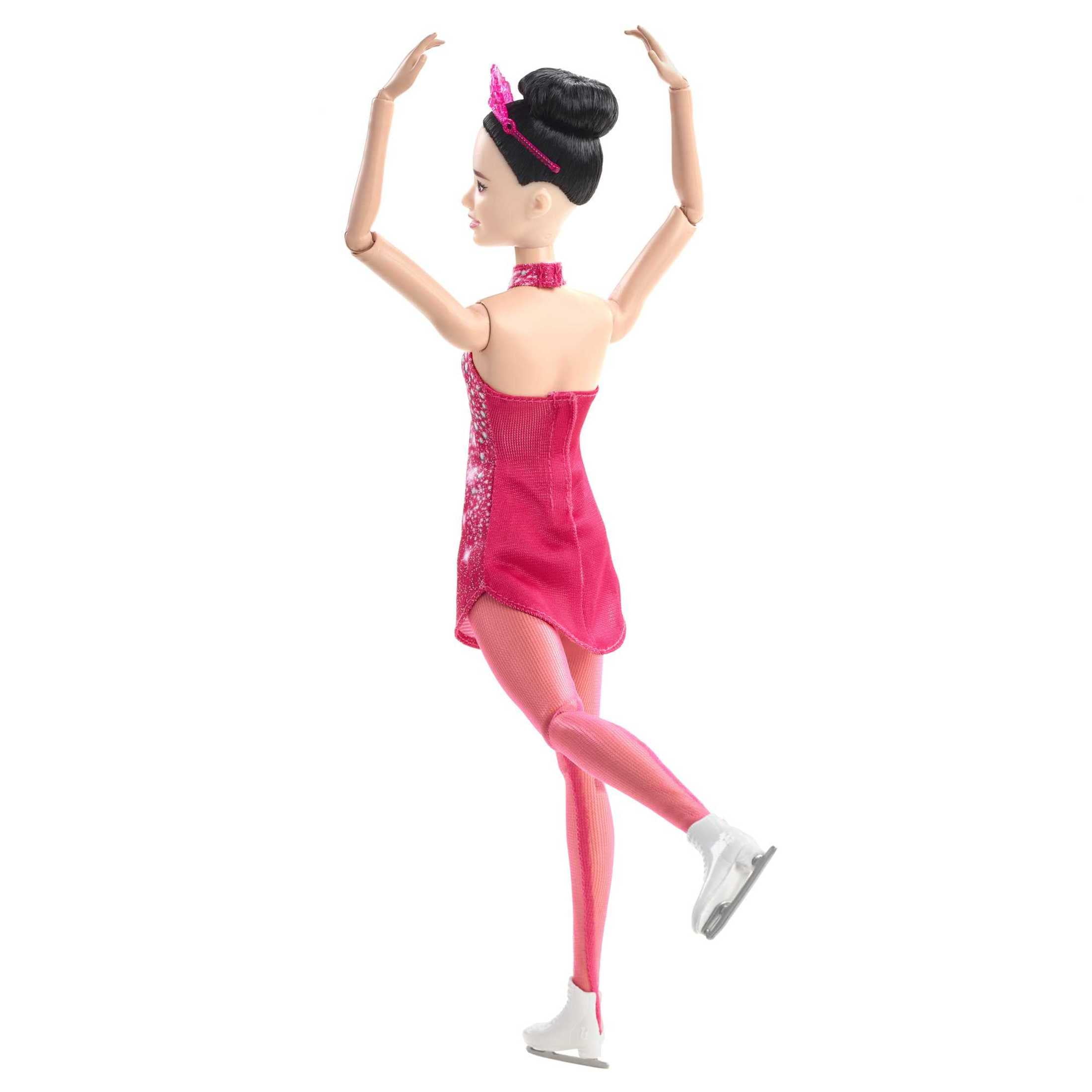 Barbie Ice Skater Doll, Brunette Fashion Doll with Pink Leotard, Tiara & Winter Sport Accessories