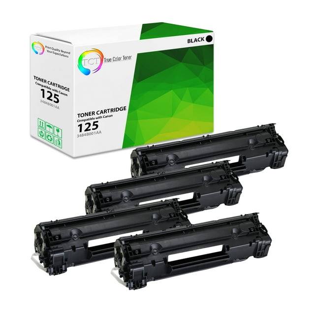 TCT 125 Toner Cartridge 4 Pack - Compatible Replacement for Canon 125 3484B001AA Black Works With Canon ImageClass LBP6000 MF3010 Printers (1,600 Pages)