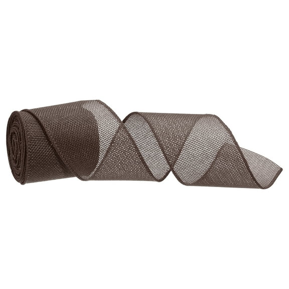 Burlap Ribbon Fabric Wired Edge Ribbons Brown 2-2/1 Inch x 5 Yard Wired Ribbon for Gift Wrapping