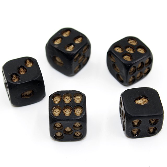 Dados de hueso de cabeza, 5 piezas Dados de esqueleto de hueso de cabeza D Dados de Halloween confiables y duraderos