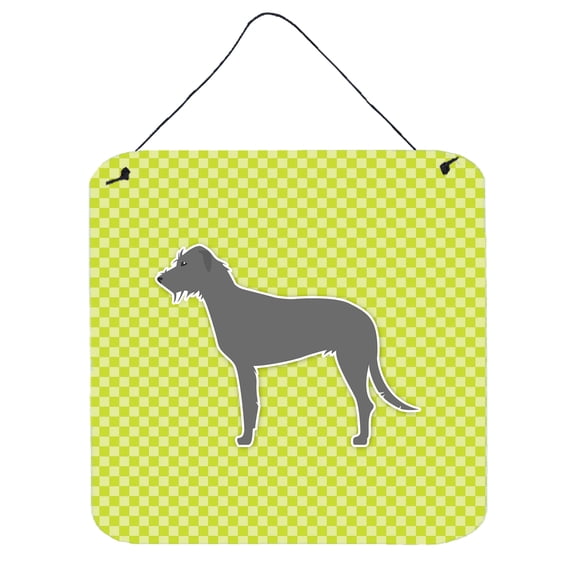 Carolines Treasures BB3803DS66 Irish Wolfhound Checkerboard Green Wall or Door Hanging Prints