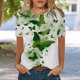 thumbnail image 2 of Gibobby Blusa Casual de Mujer Camiseta manga corta con cuello redondo y estampado moda informal para mujer(Verde,G), 2 of 4