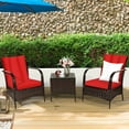 thumbnail image 1 of Costway 3 PCS Patio Wicker Rattan Furniture Set Coffee Table & 2 Rattan Chair W/Cushions, 1 of 9