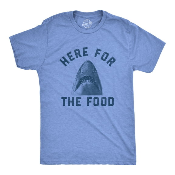 Mens Here for The Food T Shirt Funny Shark Novelty Great White Graphic Tee Graphic Tees