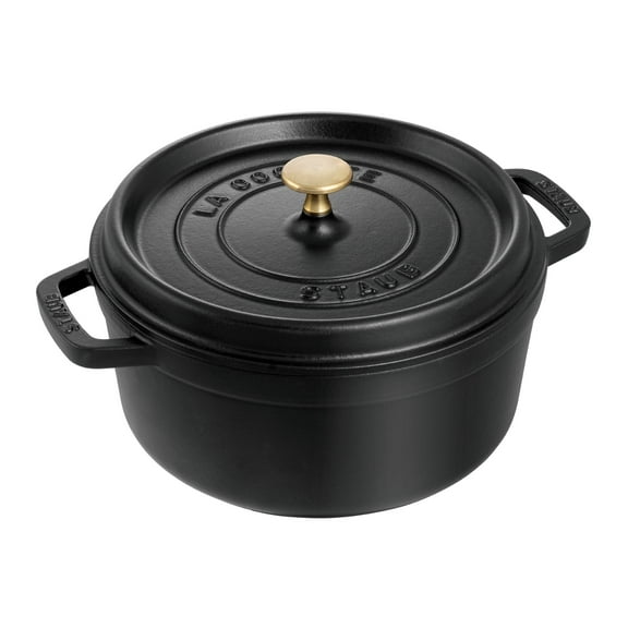 Staub Cast Iron 4-qt Round Cocotte - Matte Black