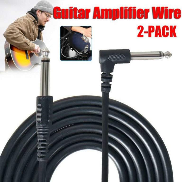 2 Pack Guitar Cable 10FT/3M,Professional Instrument Cable Electric Guitar  AMP Cord, Pro Audio Amplifier Cable(1/4inch ,Right Angle)