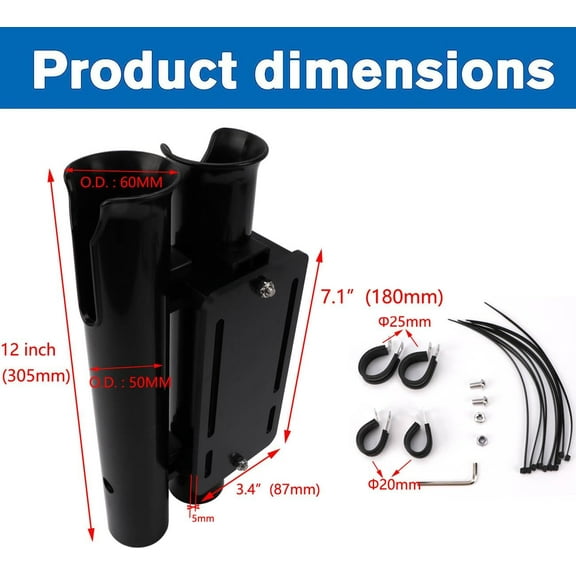 Fishing Rod Holder for Bicycle, 2 Rod Racks, Easy Mount,  & Corrosion Free