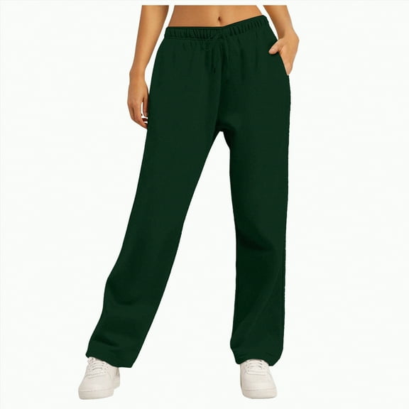enyan Sweatpants Women with Pockets Loose Lightweight Stretch Yoga Lounge Pants Comfy Drawstring Workout Jogging Pants Lightweight Sweatpants Women Dark Green,XXL