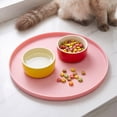 thumbnail image 4 of Round Silicone Pet Food Mat - Waterproof Dog & Cat Feeding Mat with High Lip to Prevent Spills & Protect Floors (Pink, 7''Dia), 4 of 6