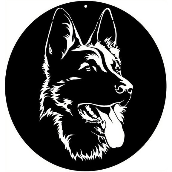 Dog Wall Art Metal, 15 x 16 Inches German Shephard Wall Decor in Black Color, Gifts for Dog and Animals Lovers