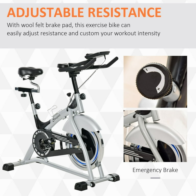 Soozier Exercise Bike Indoor Cycling Stationary Bike Belt Drive with Heart Rate Adjustable Seat and Handlebar LCD Monitor for Home Workout