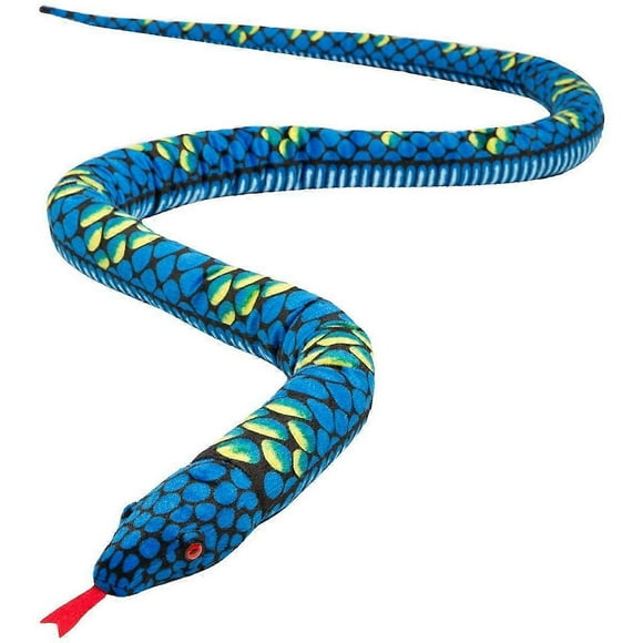 Plush Giant Snake Realistic Stuffed Animal Red Eyes Toy Gifts for and 110 Inches Blue