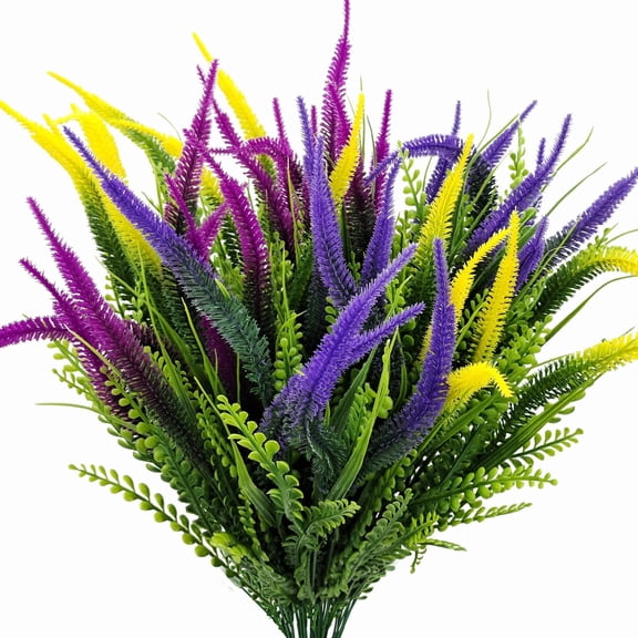 6 Bundles Artificial Plant Flowers for Outdoors - UV Resistant Fake Plastic Greenery Shrubs Faux Plants - Outside Garden Window Box Planters Porch Home Indoor Decoration (Mixed Color)