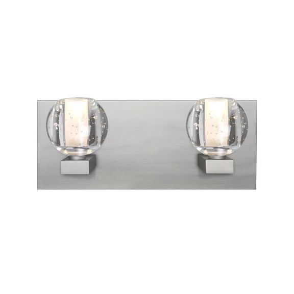 2WF-BOCABB-LED-SN Besa Lighting Boca 3 - Two Light Bath Vanity-Satin Nickel Finish-Clear Bubble Glass Color-LED Lamping Type