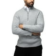 thumbnail image 3 of X RAY JEANS Mens Ribbed Mock Neck Quarter-Zip Sweater, Light Grey, L, 3 of 7