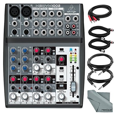 Behringer XENYX 1002 - 10 Channel Audio Mixer and Accessory Bundle w/ 5X