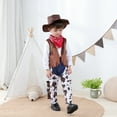 thumbnail image 4 of Zwiiyzr Boys and Girls Four Piece Outfits Cowboy Cowgirl Western Vintage Party Dress Up Clothes Brown, 4 of 7