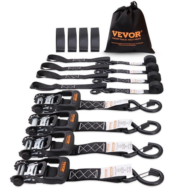 Correas de amarre con trinquete VEVOR, 5208 libras, resistencia a la rotura, 1,6 cm x 2,4 m