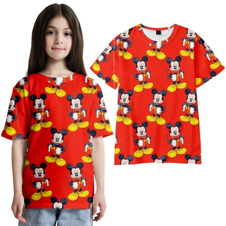 

LANLIN Mickey Minnie 3D Print Graphic Tees Mesh Cloth Shirt & Top for Boys Girls