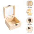 thumbnail image 2 of 2 cajas pequeñas de madera con tapa con bisagras, caja de madera sin terminar de 4,7'' x 4,7'' x 3,1'' con tapa de vidrio, pequeña caja de joyería de madera para regalo, 2 of 5