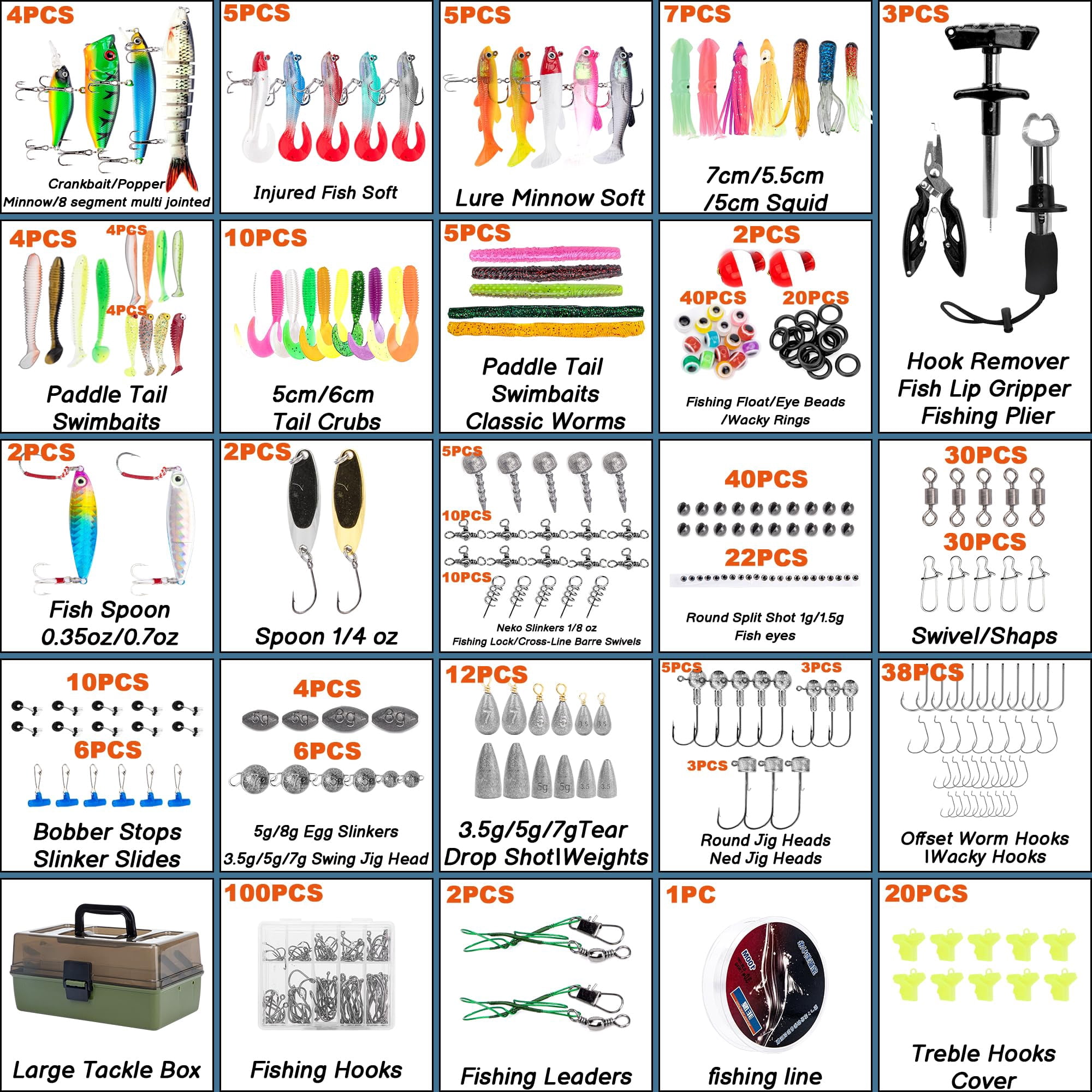 3 Layers Fishing Tackle Box With Included  475 Pcs Lures Kit Include Crankbaits Weights Hooks And Other Accessories Lure Bait Gear Gift For Men