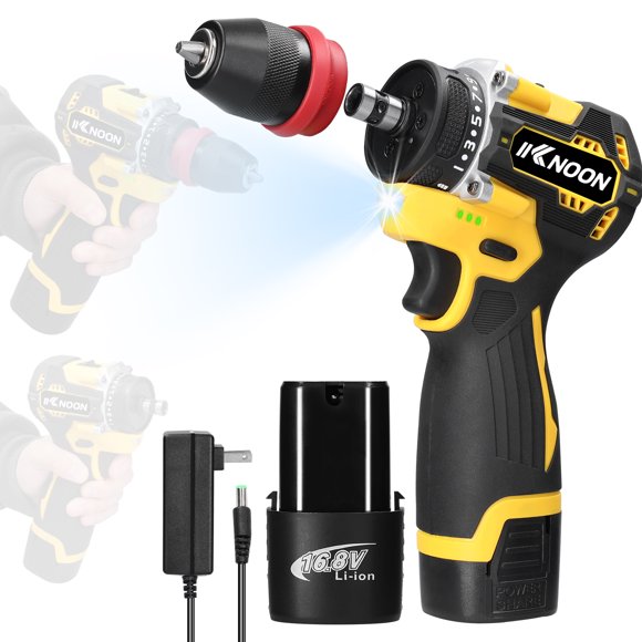 KKnoon 16.8V 2in1 Lithium Drill Electric Screwdriver Multi-function Power Tool 45Nm Torque Brushless Motor Practical Screw Driver for Home Appliances Furniture Installation Automotive Electronics