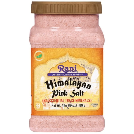 Condition photo showing New/Like New for (Best By May-2029) Rani Himalayan Pink Salt Powder (84 Essential Trace Minerals) 64oz (4lbs) 1.81kg PET Jar ~ All Natural | Vegan | Gluten Friendly | NON-GMO | Kosher | Indian Origin