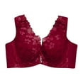 thumbnail image 1 of Gibobby Sujetador de ropa interior fina de talla grande con anillo de para mujer sin chaleco de Sujetador de encaje ropa interior Brasier sin varillas para mujer(Vino,42C), 1 of 5