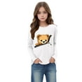 thumbnail image 2 of UQJfacai Girls Long Sleeve Shirts Kids Bear Graphic Tees Casual Fall Tunic Tops Fashion Crewneck Cute Blouses 2-15 Years, 2 of 5