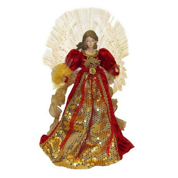 Kurt Adler 18-inch Red and Gold Multi-colored LED Fiber-Optic Angel Treetop