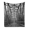 thumbnail image 1 of Black and White Soft Flannel Fleece Blanket, Road Through Bridge Tunnel Urban City and Modern Architecture Image, Cozy Plush for Indoor and Outdoor Use, 70" x 90", Black White Grey, by Ambesonne, 1 of 6