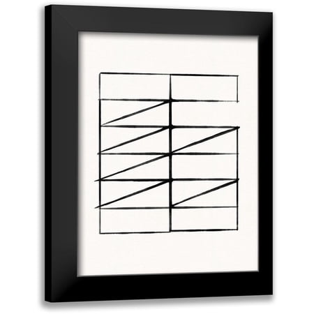 Green Jacob 15x18 Black Modern Framed Museum Art Print Titled - Abstract Ink Grid I