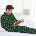 thumbnail image 6 of Vsdgher Green Buffalo Plaid Merry Christmas Mens Pajama Set, Soft Warm Long Sleeve Sleepwear, Cozy Button-Down Pjs for Men-Small, 6 of 7