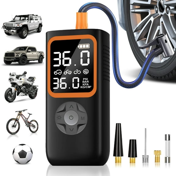 CATGOOD Portable Tire Inflator, 150PSI Cordless Car Air Compressor with Digital Pressure Gauge and LED Light,  Auto Air Pump For Compact Car, AirMotorcycles, Electric Bikes, Ball