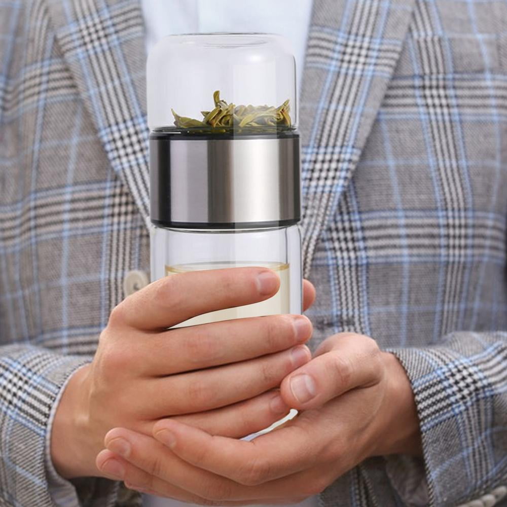 Ksruee Glass Water Bottle Tea Bottle Leakproof for Traveling Tea And Water Separation Tea Bottle for Loose Tea Flower Tea Home Traveling compatible