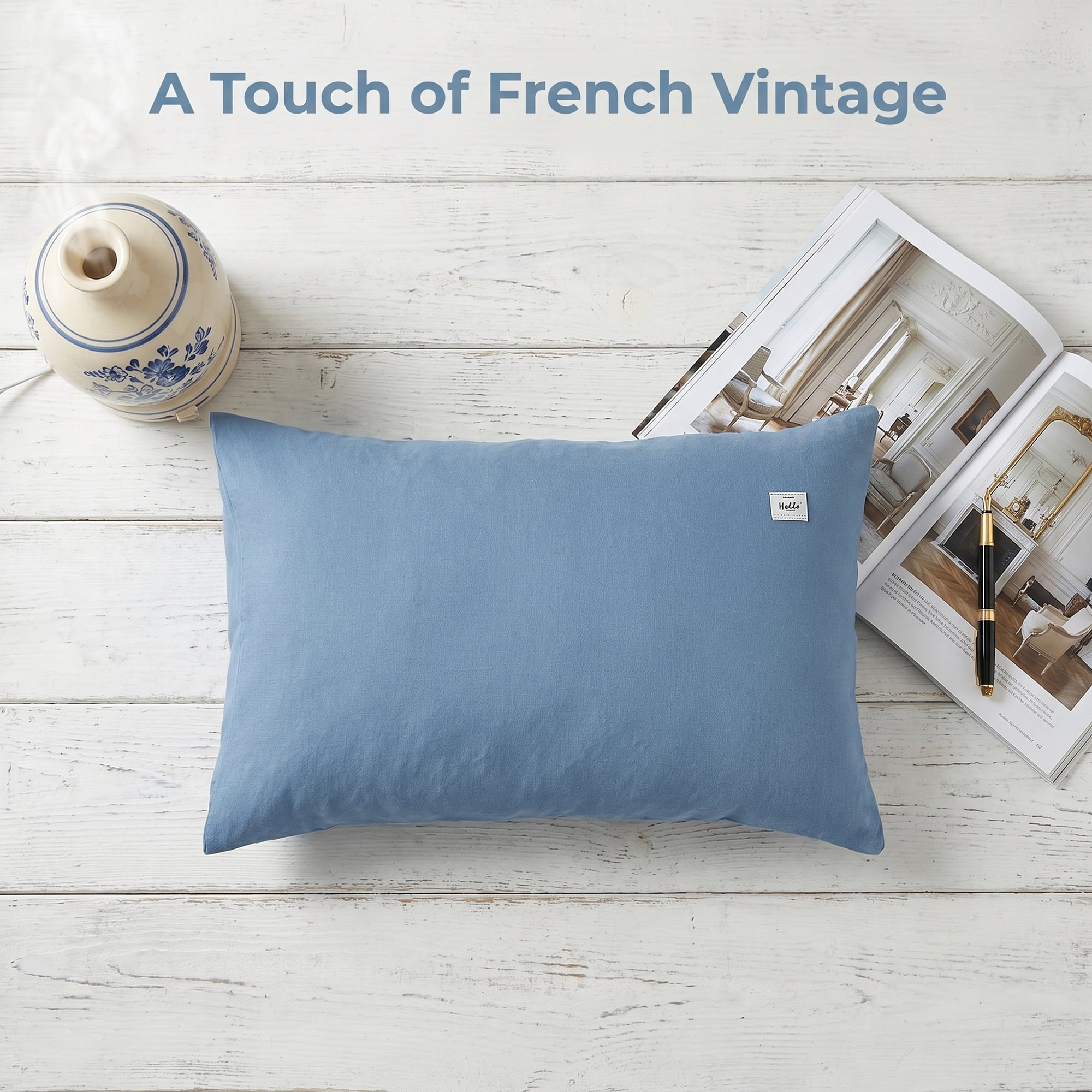Unique Bargains 2 Pack Cotton Pillowcase Smooth Cooling Pillow Cases Envelope Closure Queen Blue - Bean Paste