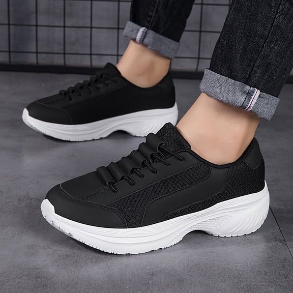 Men's Wide Toe Box Running Shoes Lightweight Breathable Sneakers with Cushioned Platform Sole Non Slip Walking Shoes for Gym Travel Casual Daily Wear