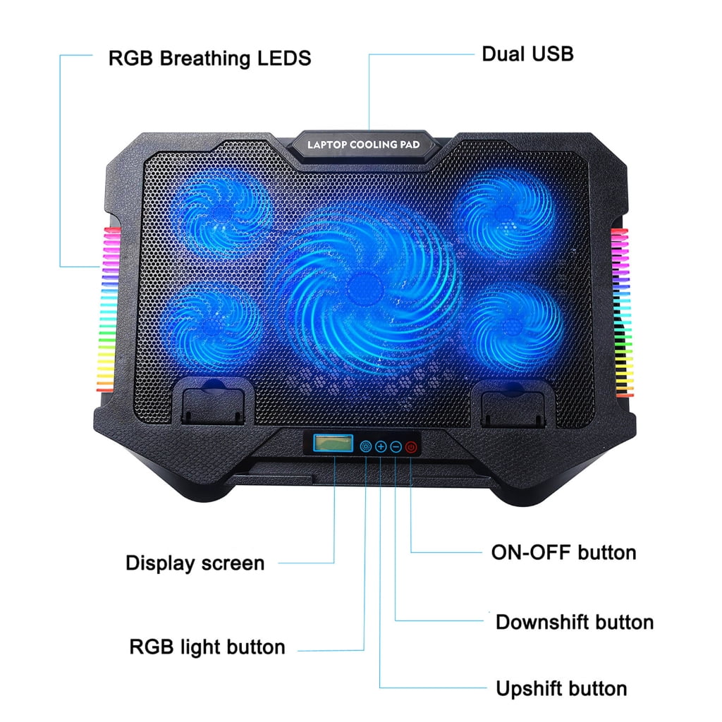LED Laptop Cooling Pad Gaming Laptop Coolers Laptop Fan Cooling Stand with Quiet Cooling Fan for Laptop 2 USB Port